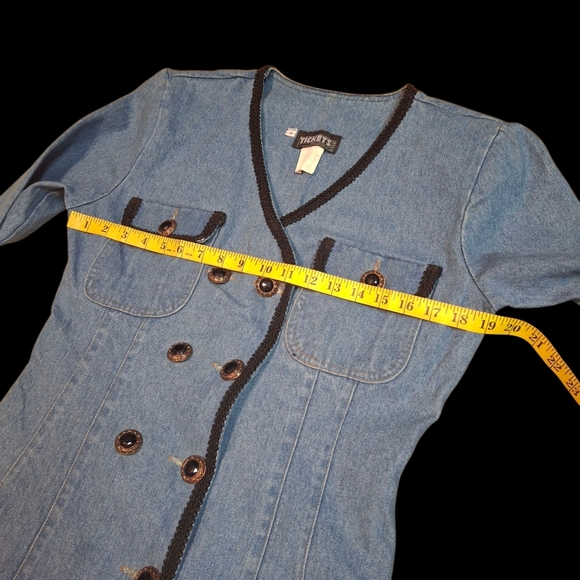 Vintage Blue Denim Embellished Jacket Blazer, Tickets California, Women Size 9 - Picture 13 of 16
